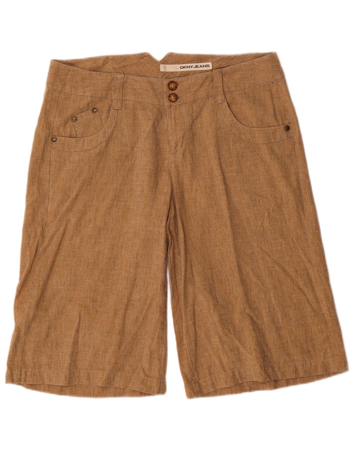 DKNY Womens Casual Shorts US 10 Large W34 Brown Linen