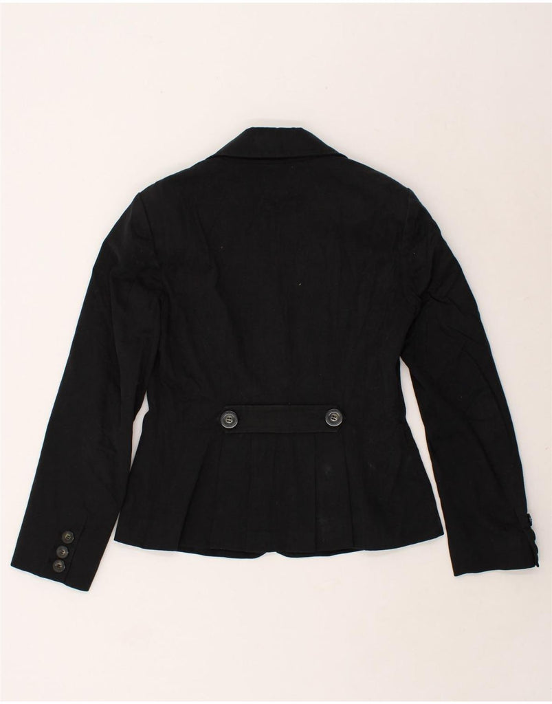 MARELLA Womens 1 Button Blazer Jacket UK 12 Medium Black Cotton | Vintage Marella | Thrift | Second-Hand Marella | Used Clothing | Messina Hembry 