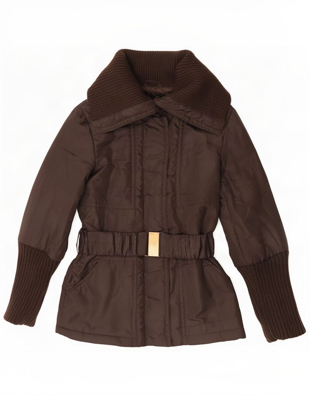 Zara Womens Padded Jacket UK 10 Small Brown Polyester