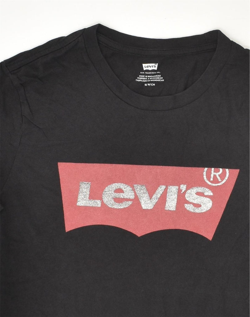 LEVI'S Womens Graphic T-Shirt Top UK 10 Small Black Cotton | Vintage Levi's | Thrift | Second-Hand Levi's | Used Clothing | Messina Hembry 