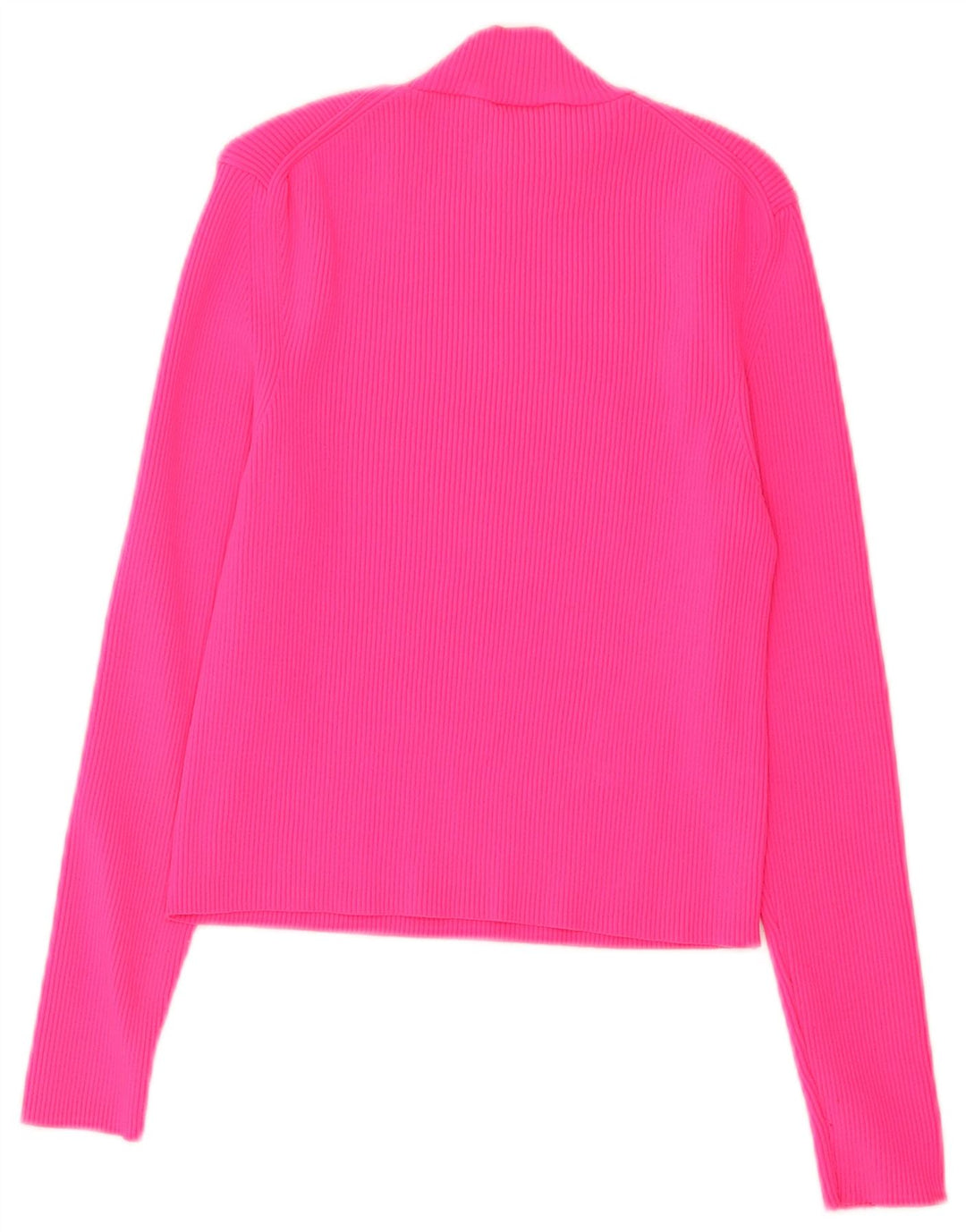 Zara Womens Crop Top Long Sleeve UK 14 Large Pink Polyamide