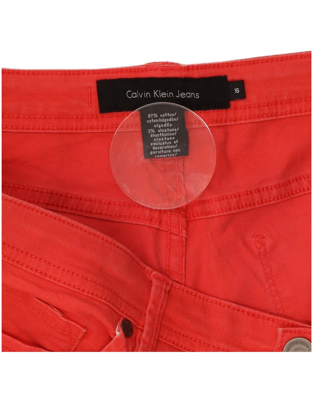 CALVIN KLEIN Womens Straight Jeans US  16 2XL W34 L27 Red Cotton