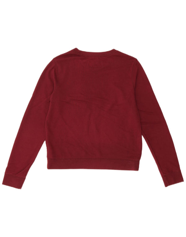 JACK WILLS Womens Crop Sweatshirt Jumper UK 12 Medium Burgundy Cotton