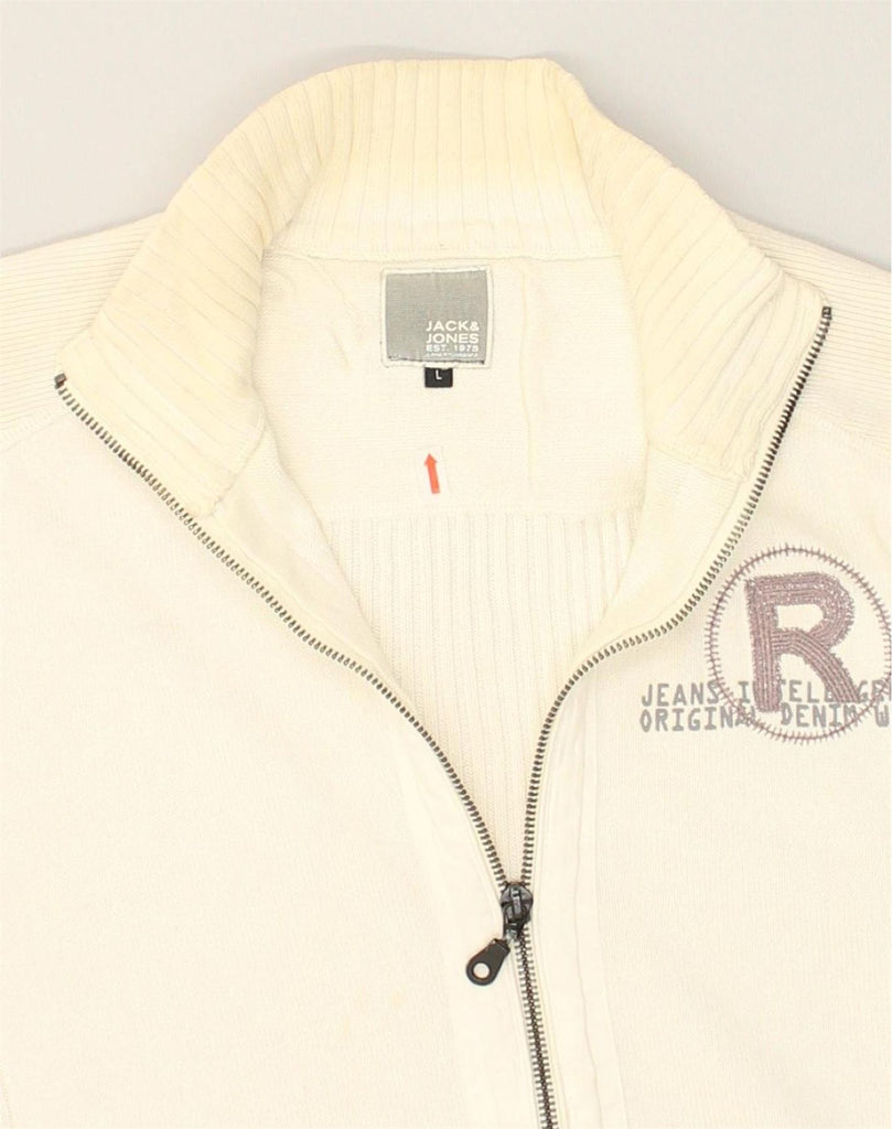 JACK & JONES Mens Cardigan Sweater Large Off White Cotton | Vintage Jack & Jones | Thrift | Second-Hand Jack & Jones | Used Clothing | Messina Hembry 