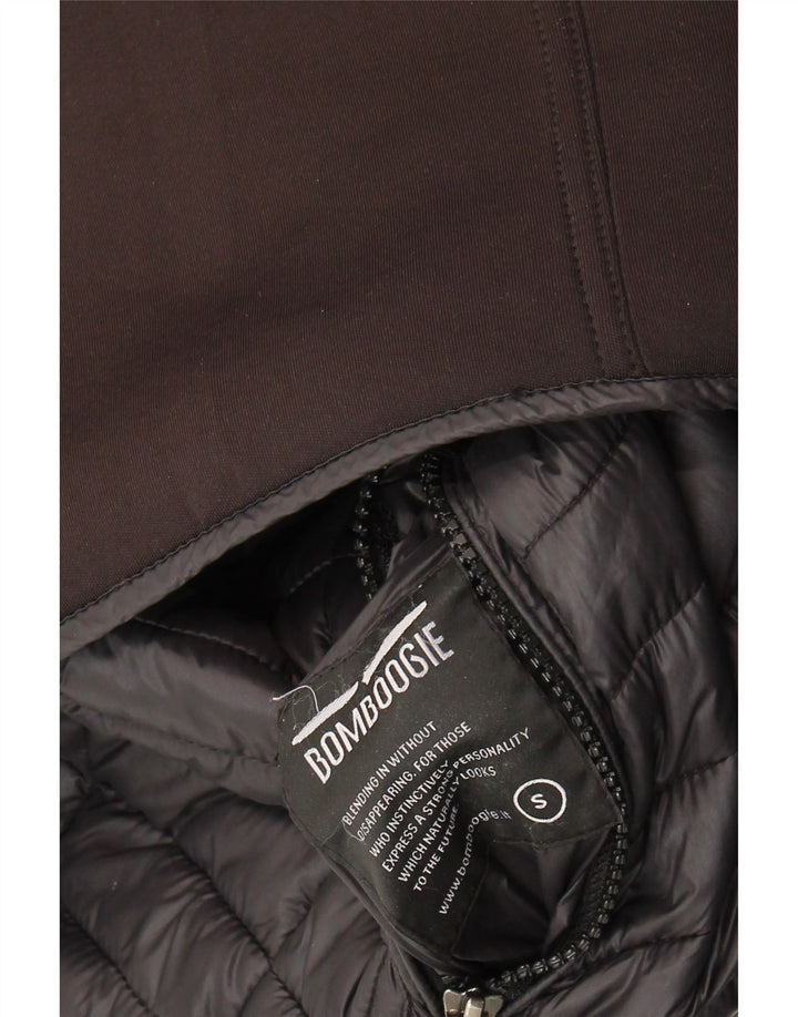 Bomboogie Mens Hooded Bomber Padded Jacket UK 36 Small Black Polyester