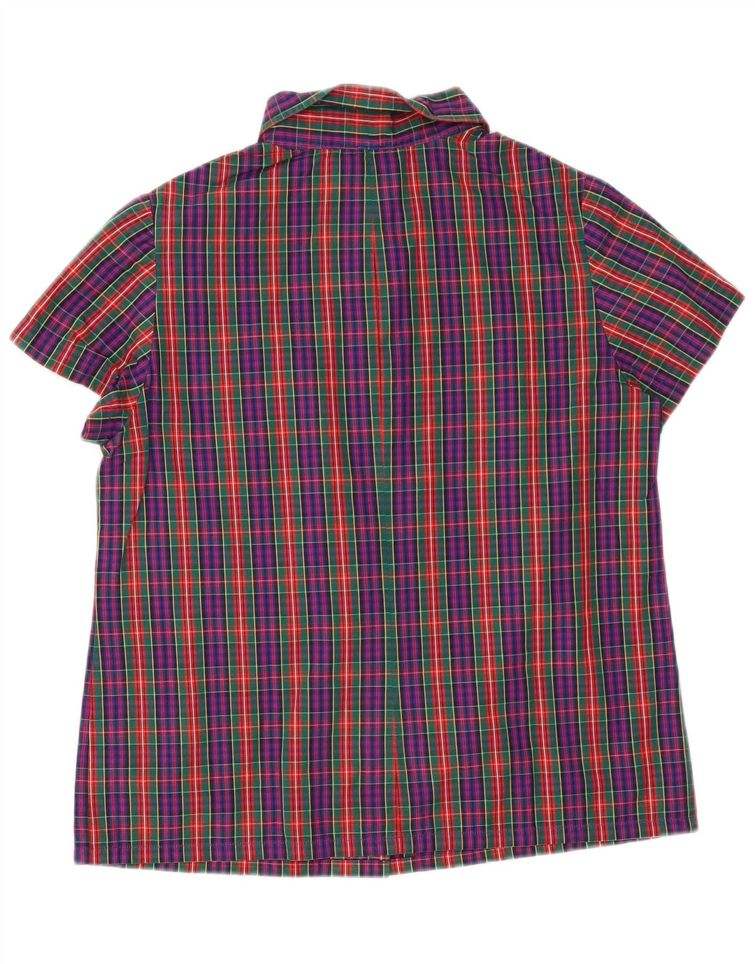 Vintage Womens Short Sleeve Shirt UK 14 Medium Multicoloured Check