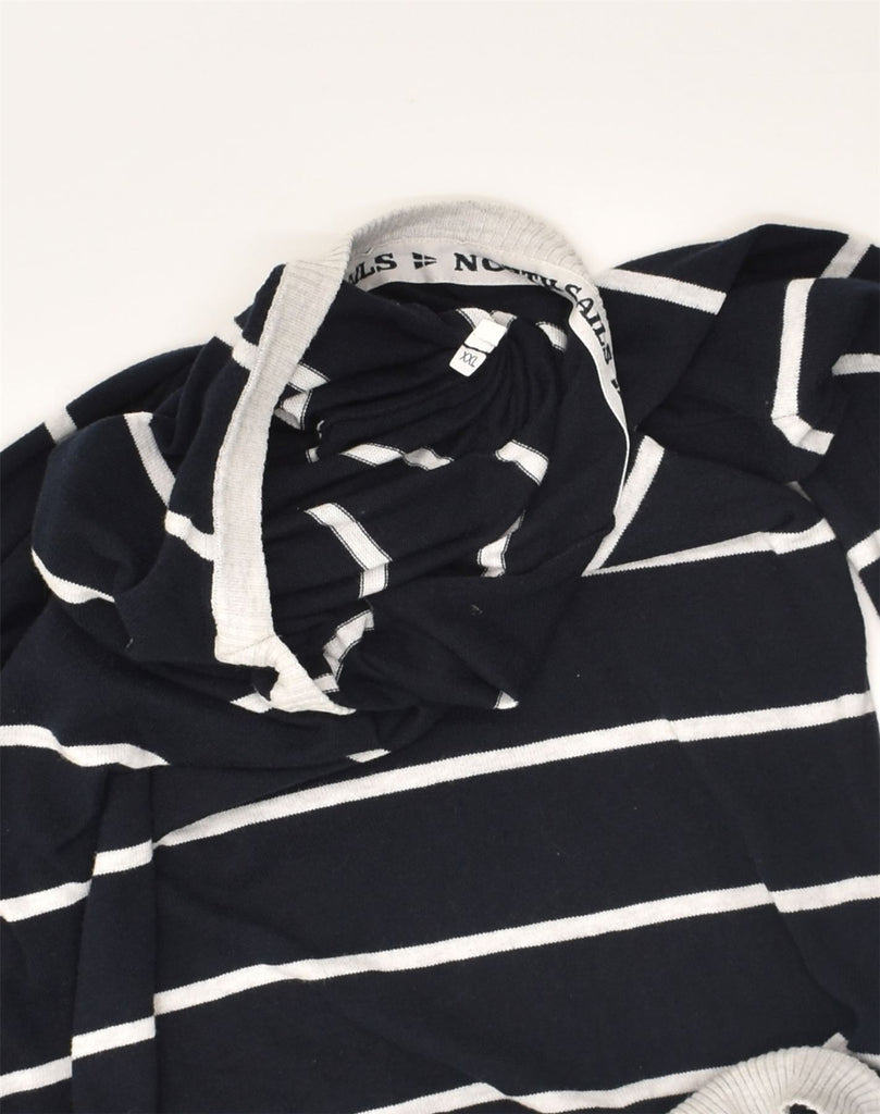 NORTH SAILS Mens V-Neck Jumper Sweater 2XL Navy Blue Striped Cotton | Vintage North Sails | Thrift | Second-Hand North Sails | Used Clothing | Messina Hembry 