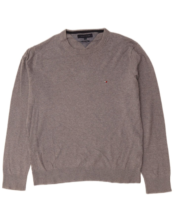 Tommy Hilfiger Mens Crew Neck Jumper Sweater Large Grey Cashmere