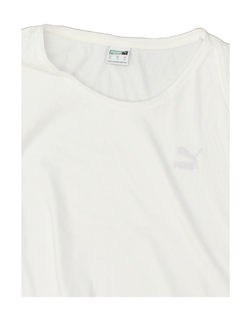 PUMA Womens T-Shirt Top UK 18 XL White Cotton | Vintage Puma | Thrift | Second-Hand Puma | Used Clothing | Messina Hembry 