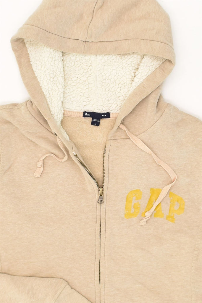 GAP Womens Zip Hoodie Sweater UK 12 Medium Beige Cotton | Vintage Gap | Thrift | Second-Hand Gap | Used Clothing | Messina Hembry 