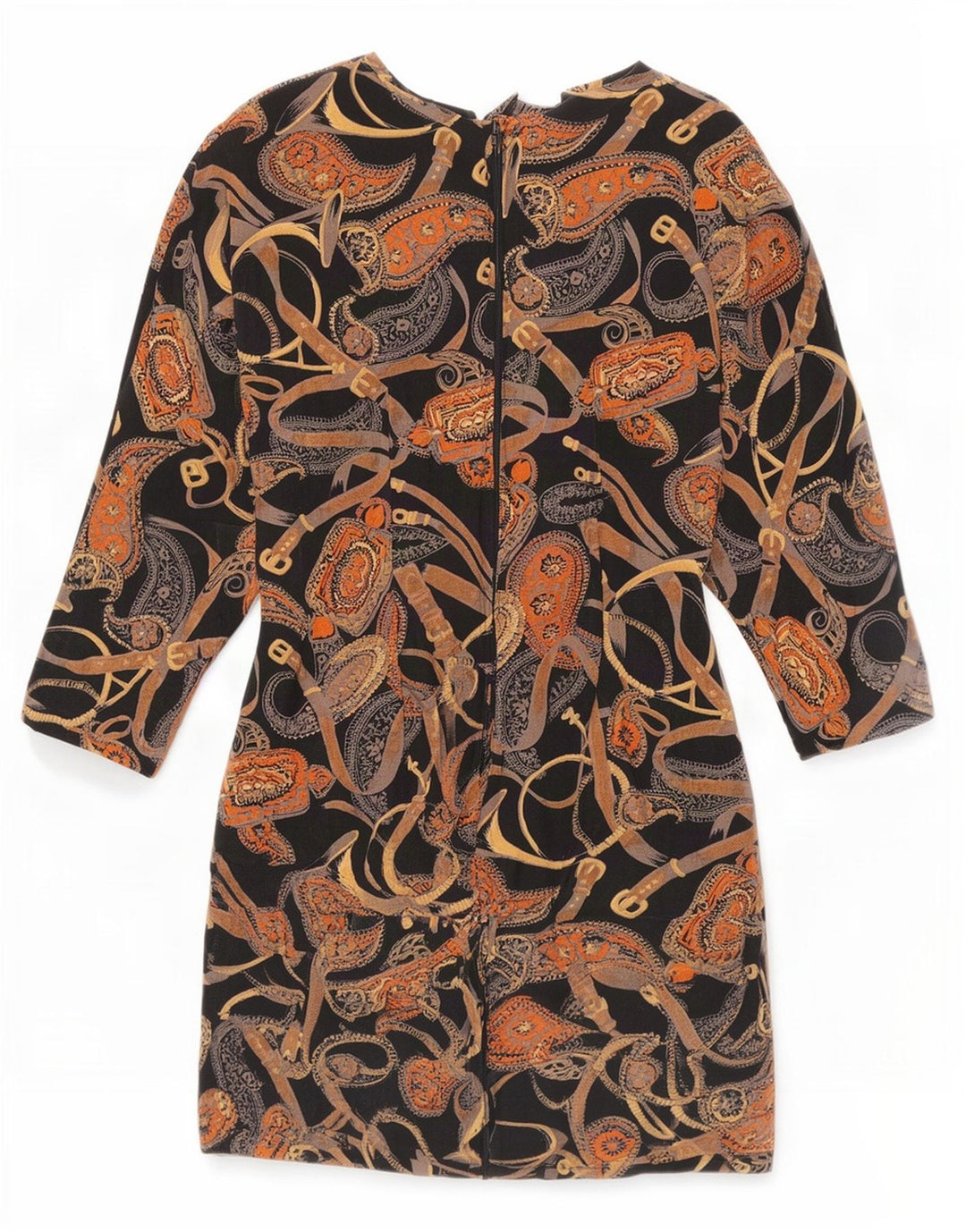Perceptions Womens 3/4 Sleeve Sheath Dress UK 8 Small Black Paisley