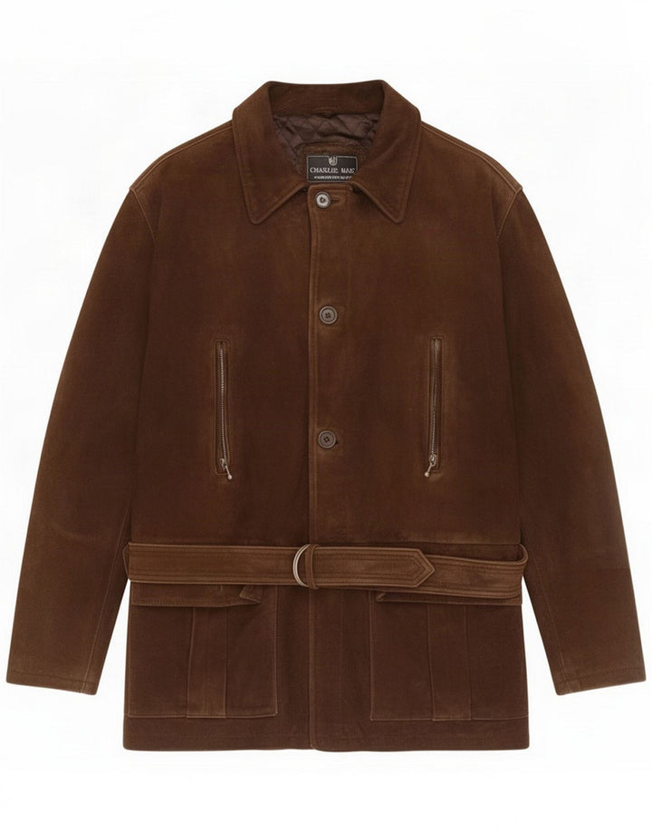 Vintage Mens Suede Jacket IT 48 Medium Brown Leather