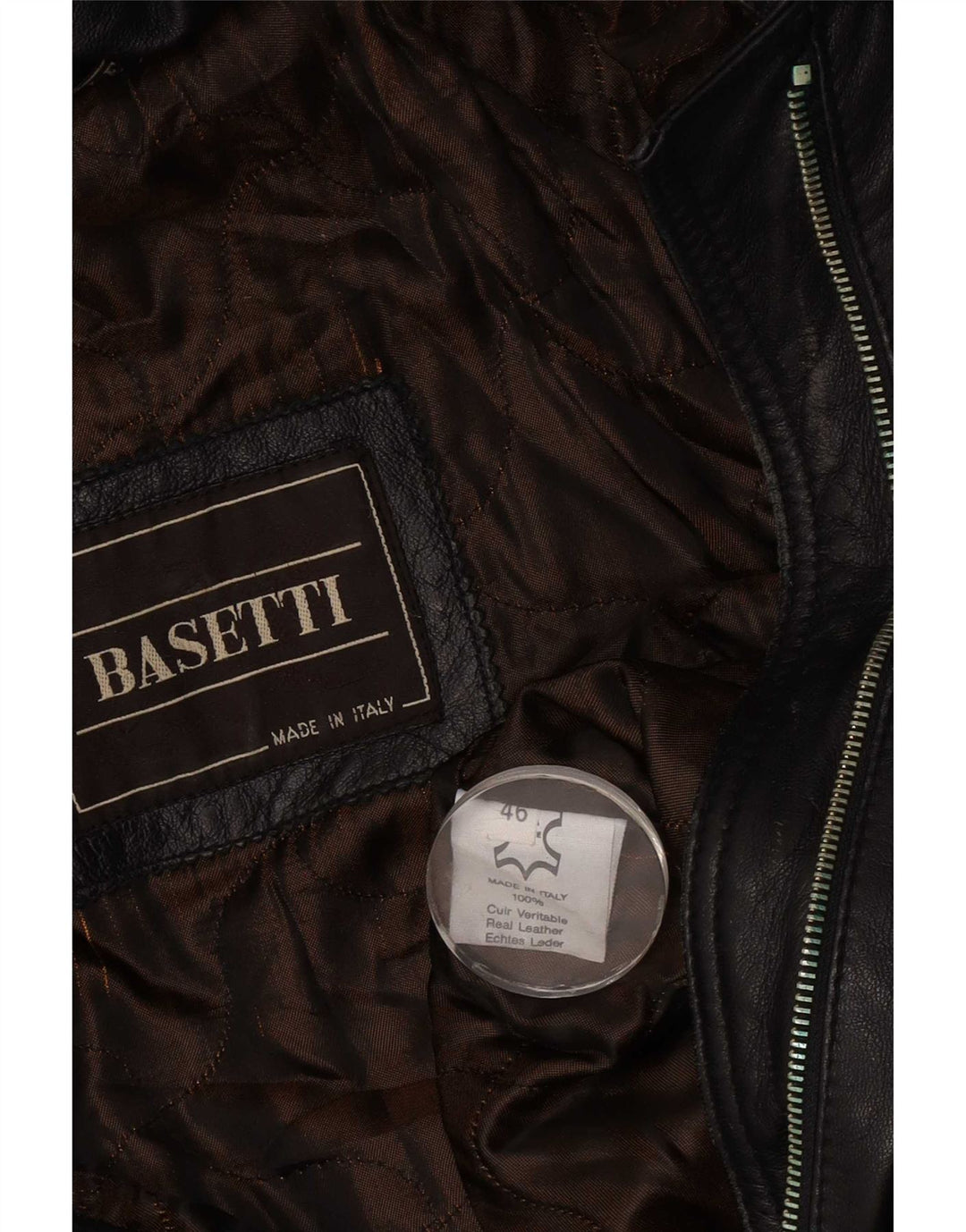 Basetti Womens Hooded Leather Jacket IT 46 Large Black