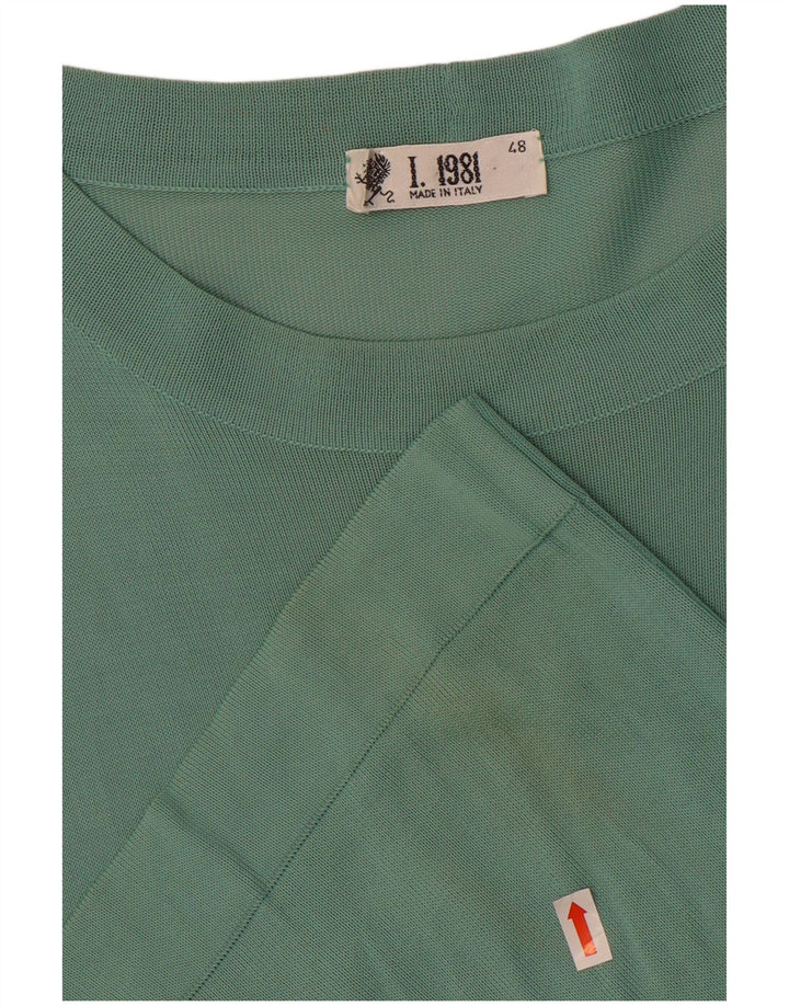 Vintage Mens T-Shirt Top IT 48 Medium Green Viscose