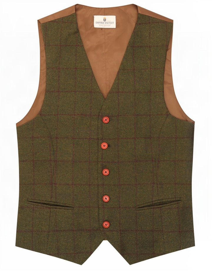 Vintage Mens Waistcoat Small Green Check