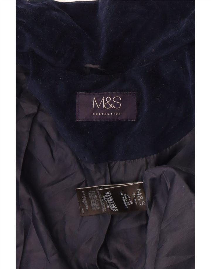 Marks & Spencer Womens Oversized Velour Padded Jacket UK 10 Small Navy Blue