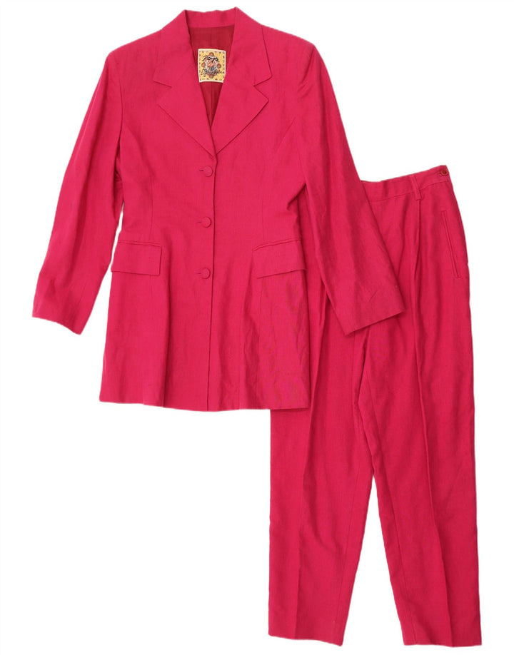 POP 84 Womens 3 Button 2 Piece Suit Small W24 L26 Pink Linen