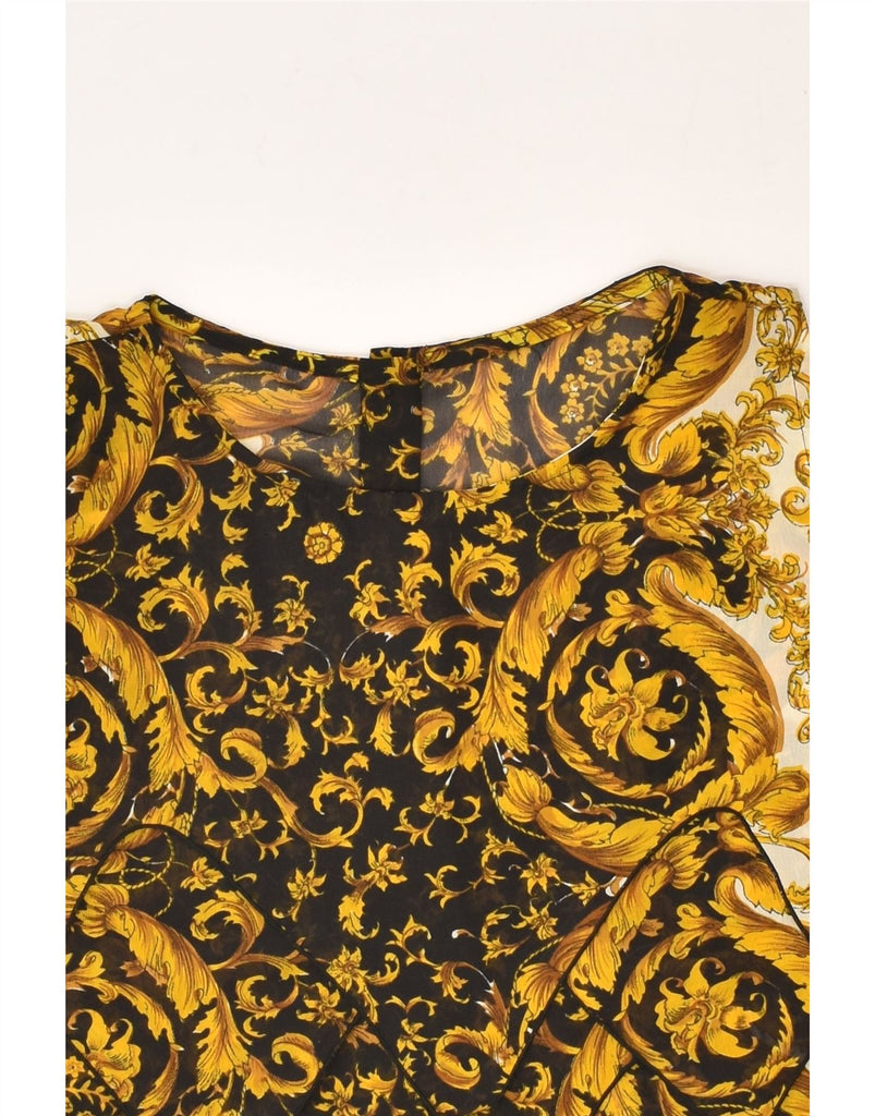 VINTAGE Womens Crop Sleeveless Blouse Top UK 14 Medium Yellow Floral | Vintage Vintage | Thrift | Second-Hand Vintage | Used Clothing | Messina Hembry 