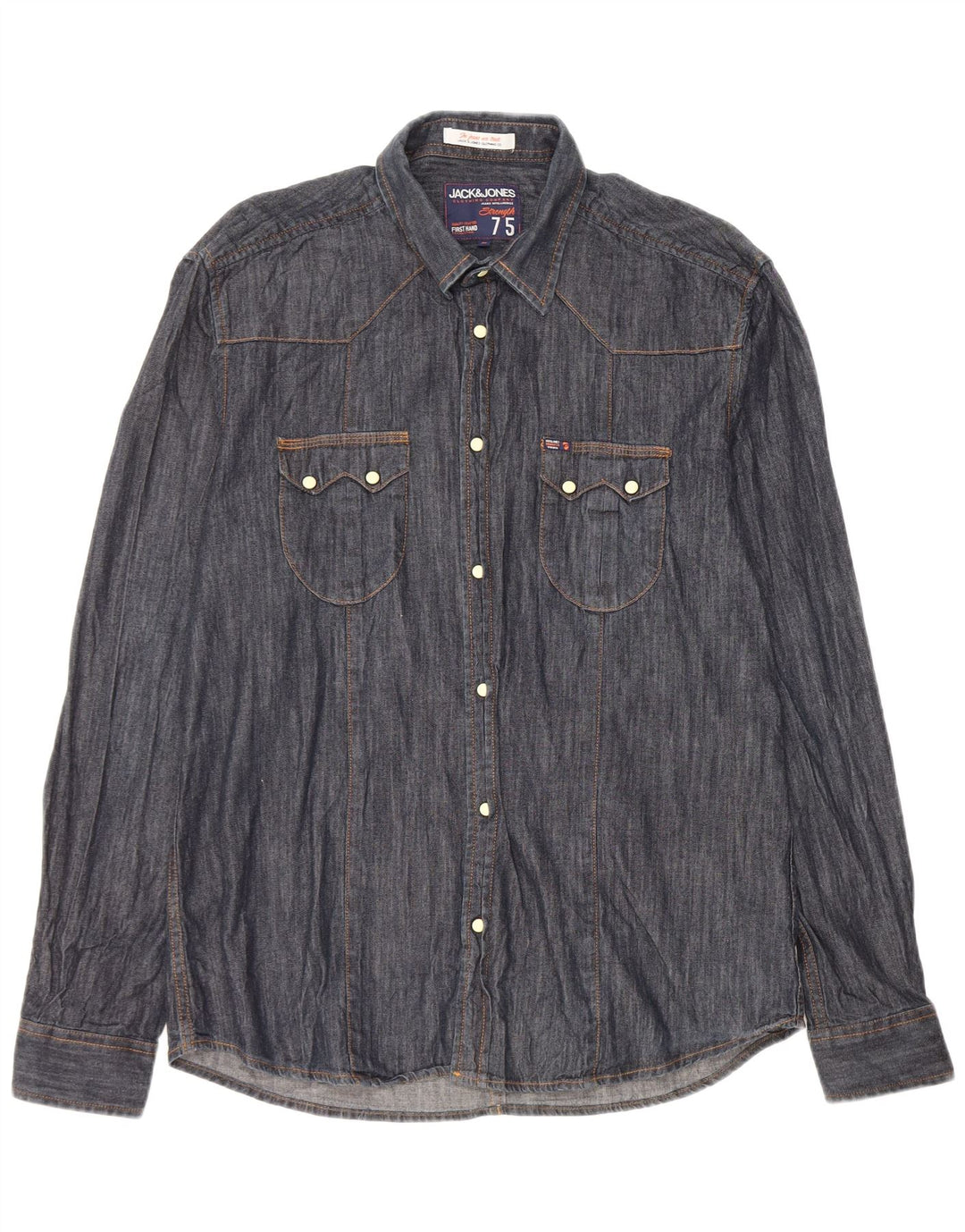 Jack & Jones Mens Denim Shirt XL Navy Blue Cotton Classic