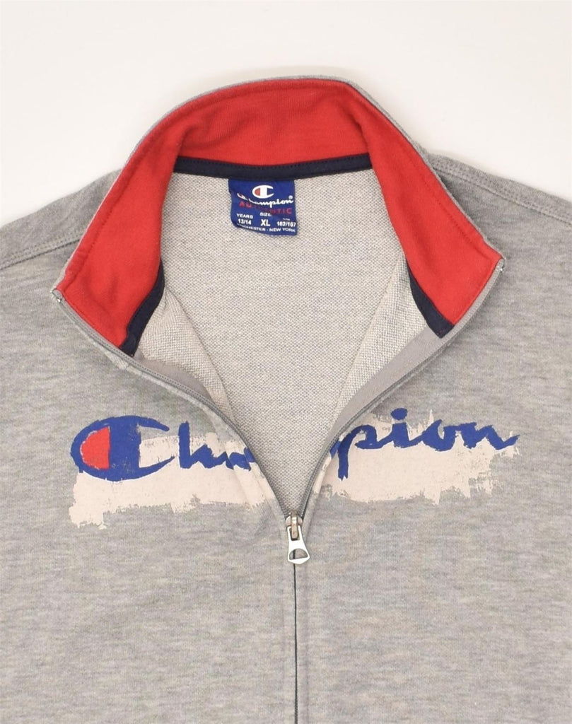 CHAMPION Boys Graphic Tracksuit Top Jacket 13-14 Years XL Grey Cotton | Vintage Champion | Thrift | Second-Hand Champion | Used Clothing | Messina Hembry 