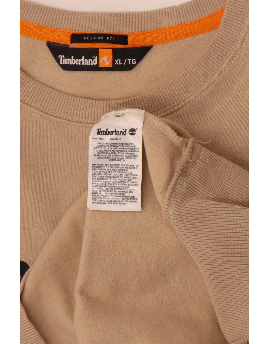 Timberland Mens Graphic Regular Fit Sweatshirt Jumper XL Beige Cotton