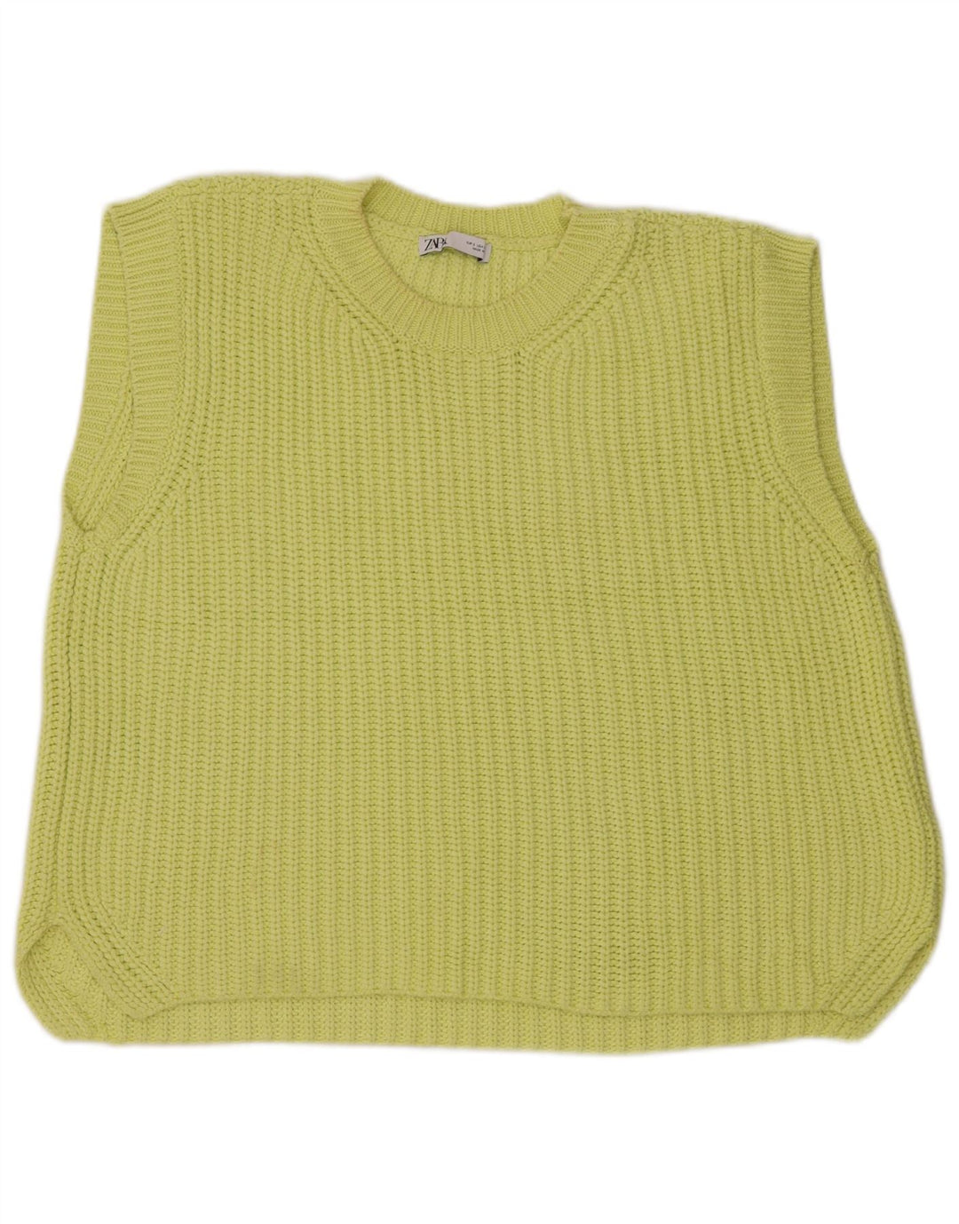 Zara Womens Oversized Vest Tank Top UK 10 Small Yellow Cotton