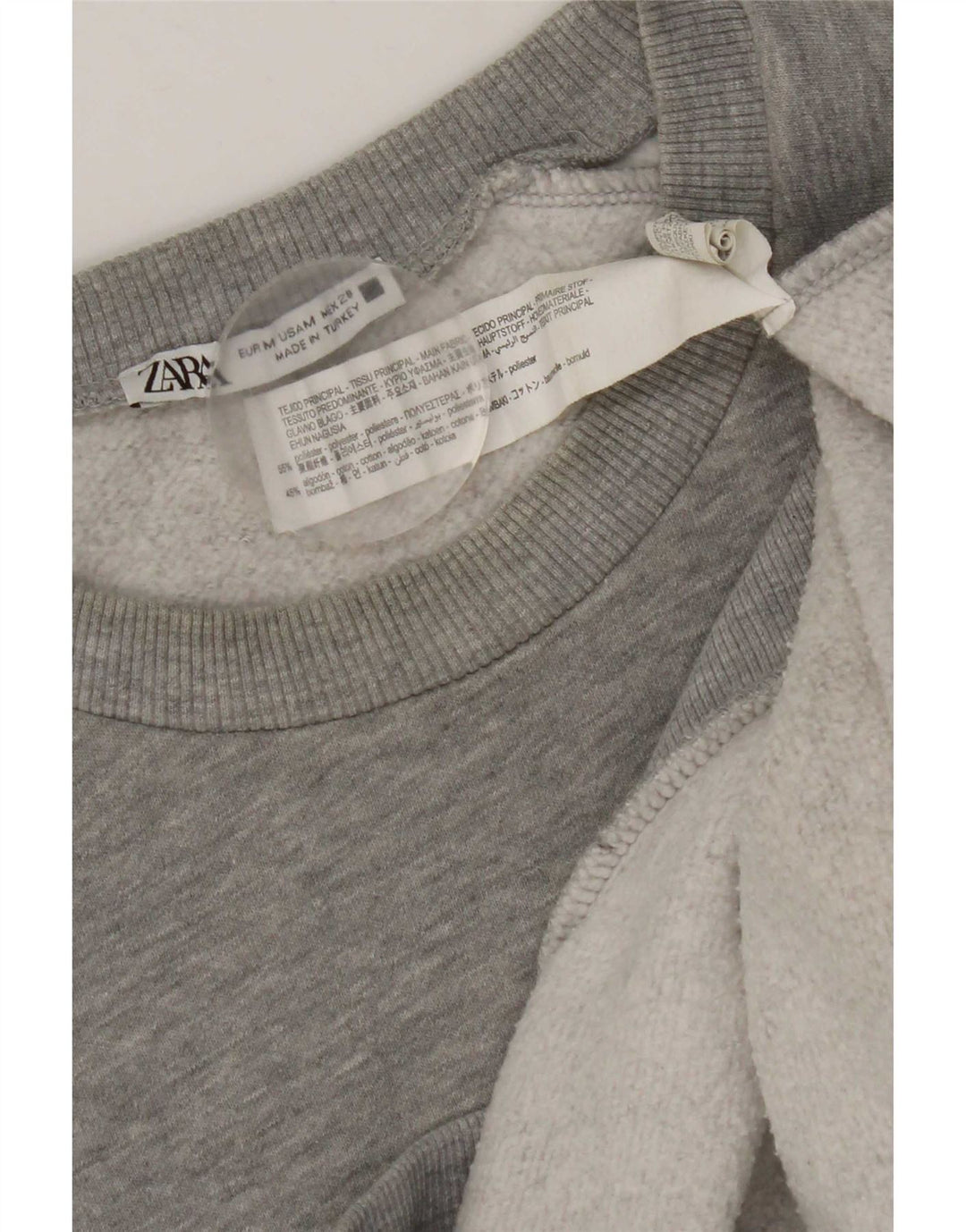 Zara Womens Graphic Sweatshirt Jumper UK 14 Medium Grey Polyester