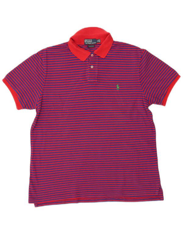 Polo Ralph Lauren Mens Slim Fit Polo Shirt XL Red Pinstripe Cotton