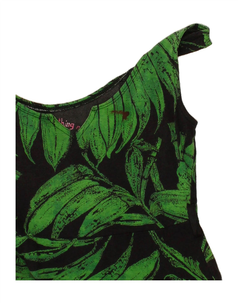 DESIGUAL Womens Graphic Sleeveless Basic Dress UK 10 Small Green Vintage Desigual and Second-Hand Desigual from Messina Hembry 