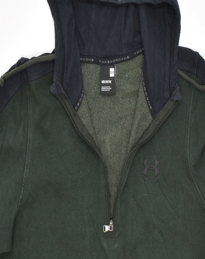 UNDER ARMOUR Mens Threadborne Hoodie Jumper Medium Green Colourblock | Vintage | Thrift | Second-Hand | Used Clothing | Messina Hembry 