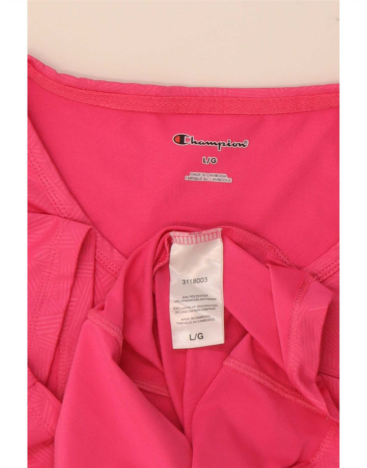 Champion Womens T-Shirt Top UK 16 Large Pink Geometric Polyester