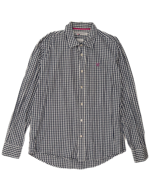 Crew Clothing Mens Classic Fit Shirt Large Blue Gingham Cotton