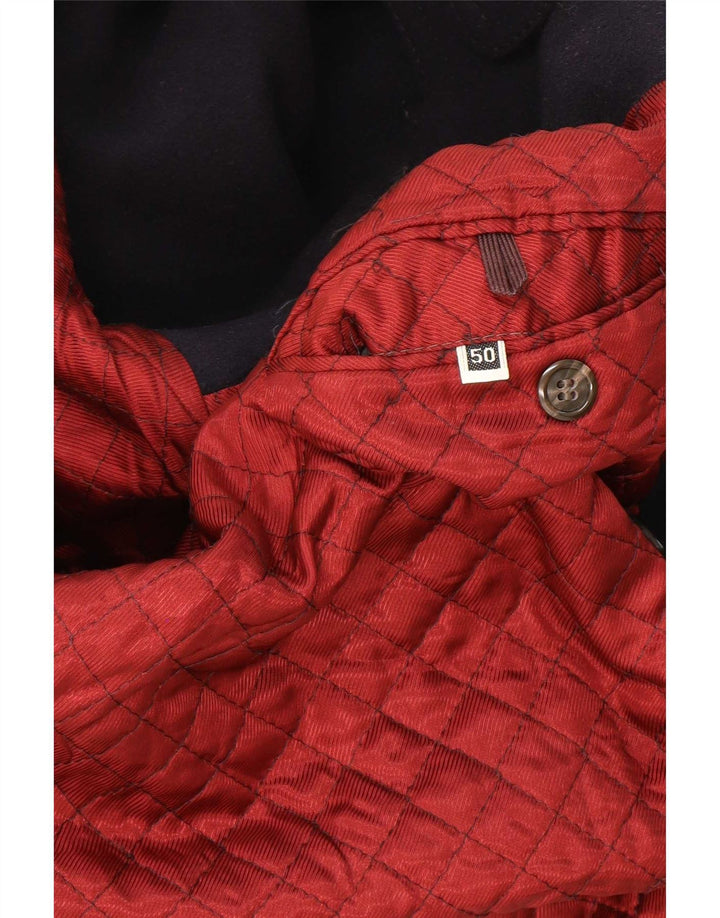 RED'S Mens Double Breasted Coat IT 50 Large Navy Blue Wool