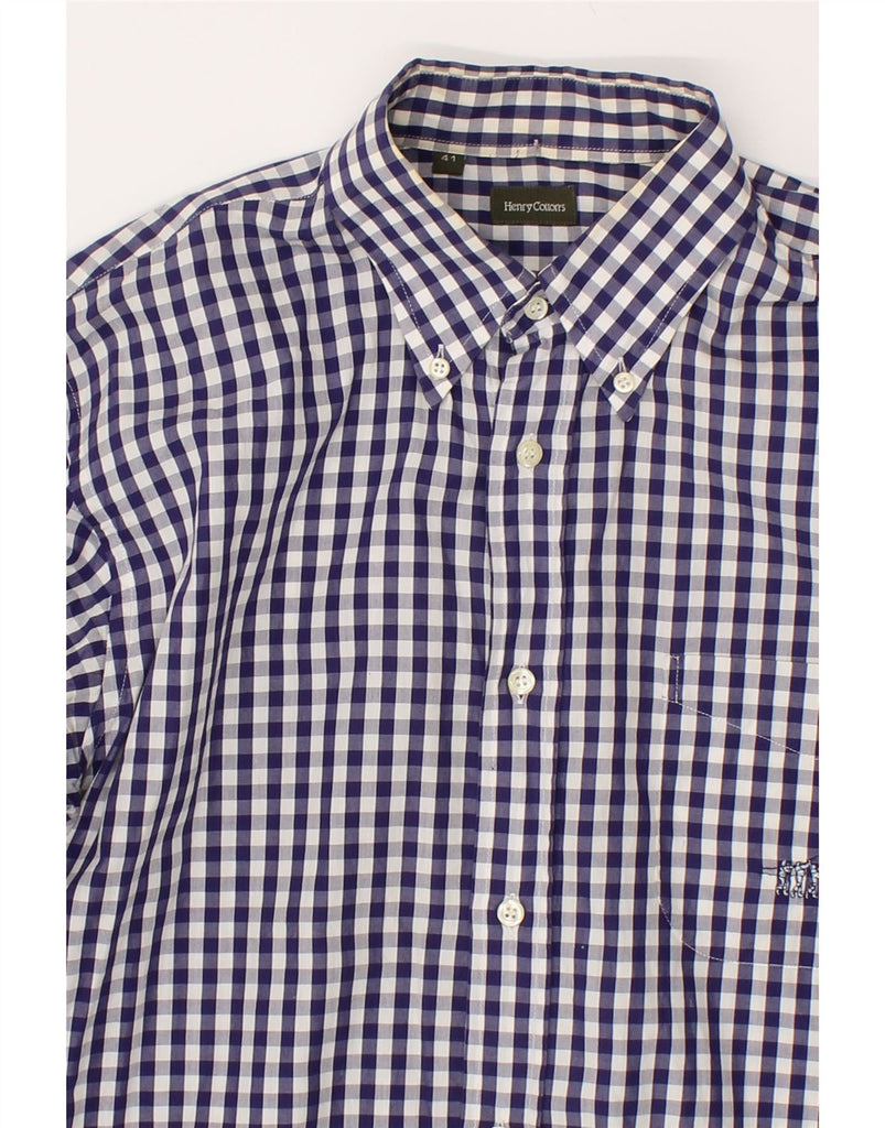 HENRY COTTONS Mens Shirt Size 41 Medium Navy Blue Gingham Cotton | Vintage Henry Cottons | Thrift | Second-Hand Henry Cottons | Used Clothing | Messina Hembry 