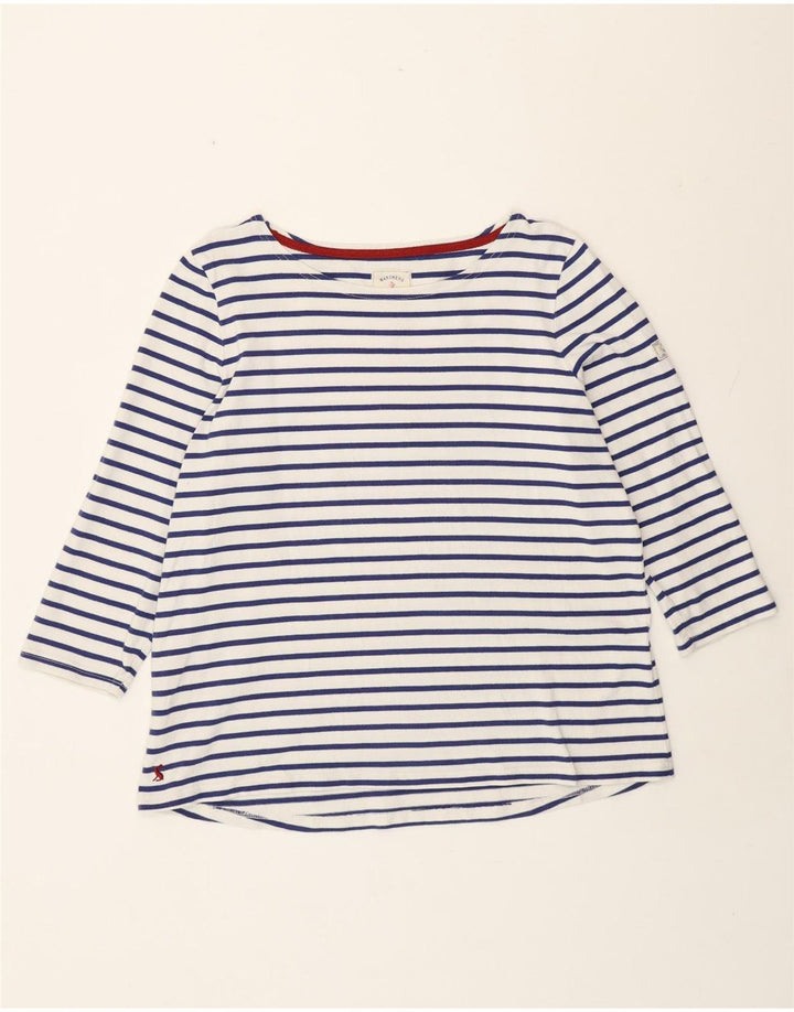 Joules Womens Top 3/4 Sleeve UK 18 XL  White Striped Cotton