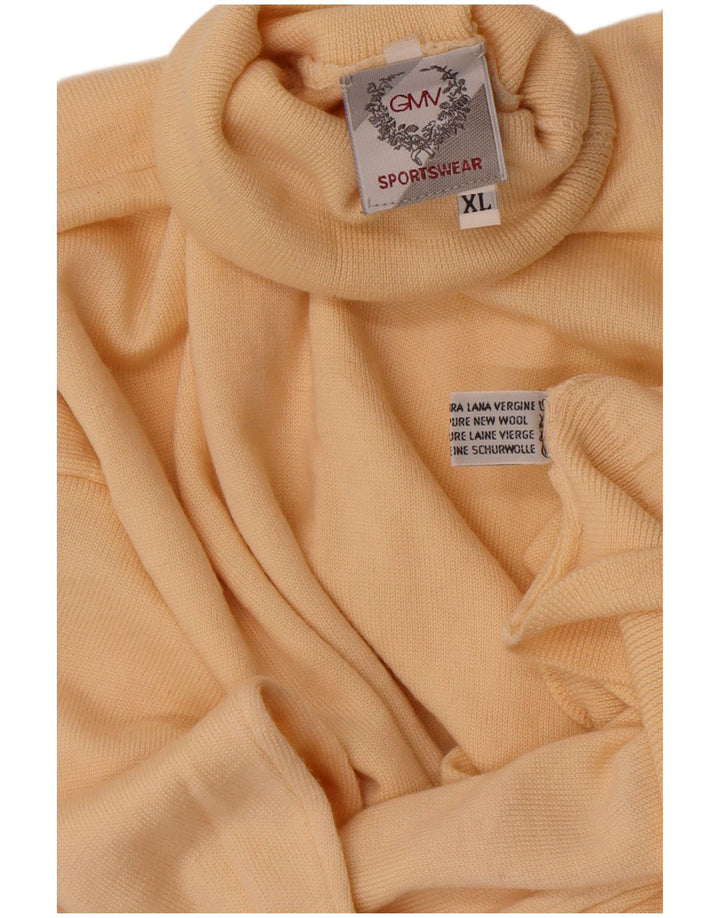 Vintage Mens Roll Neck Jumper Sweater XL Beige Wool