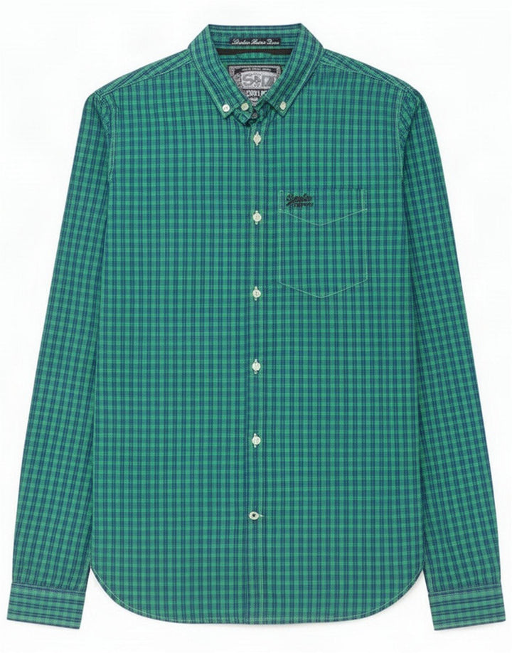 Superdry Mens Shirt Small Green Gingham Cotton