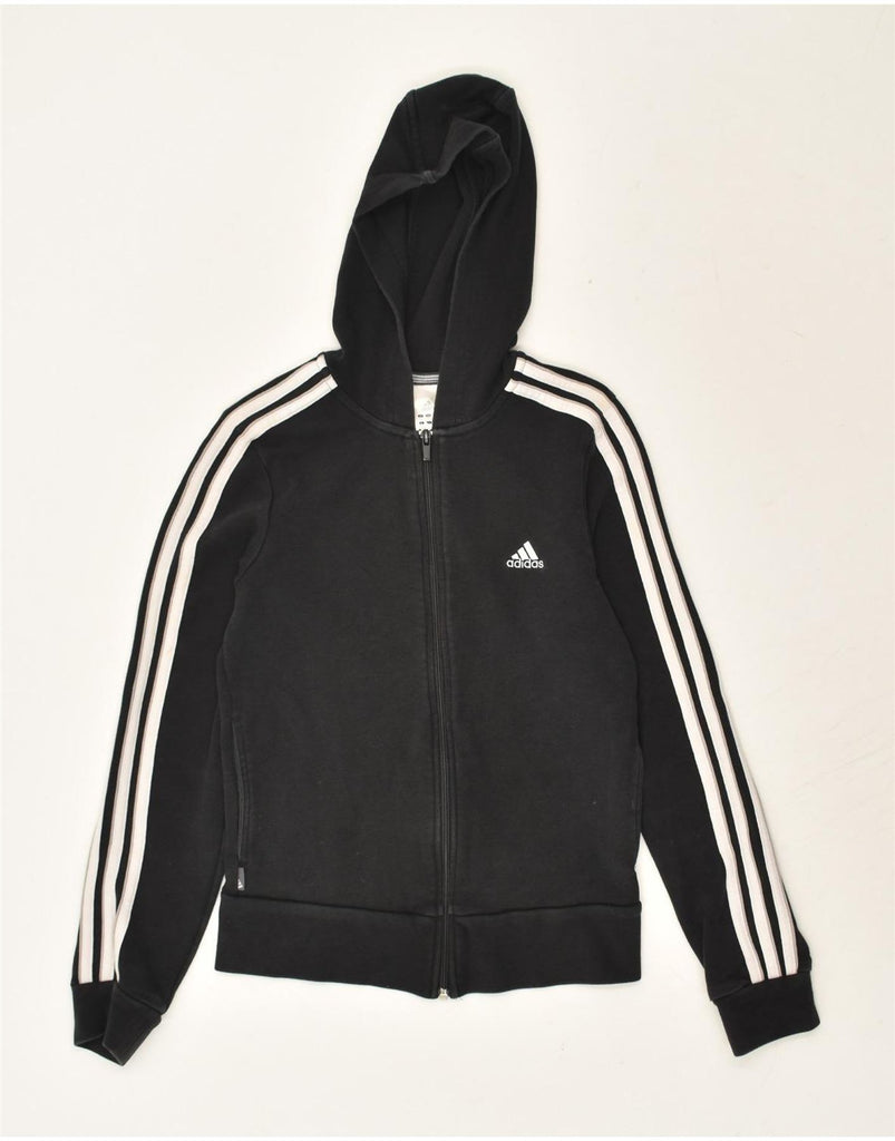 ADIDAS Womens Zip Hoodie Sweater UK 10 Small  Black Cotton | Vintage Adidas | Thrift | Second-Hand Adidas | Used Clothing | Messina Hembry 