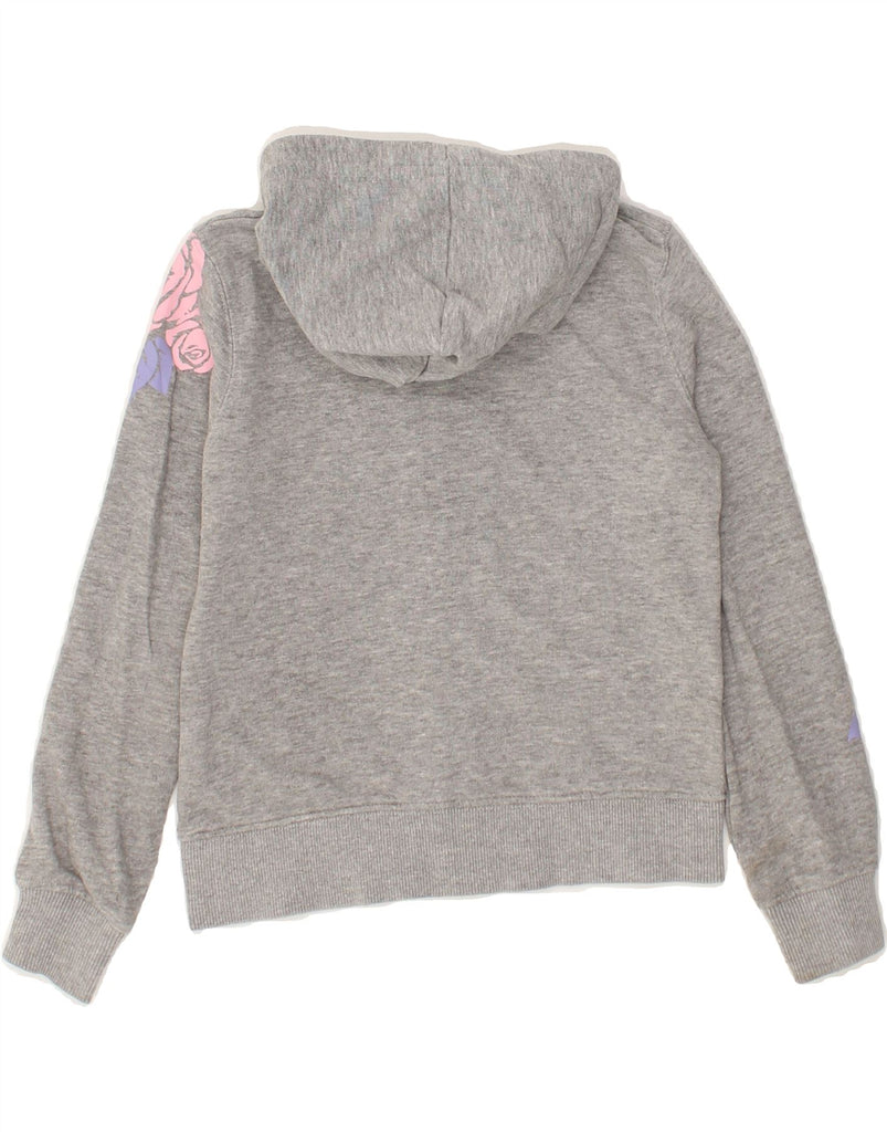 CHAMPION Girls Graphic Zip Hoodie Sweater 5-6 Years XS Grey Floral Cotton | Vintage Champion | Thrift | Second-Hand Champion | Used Clothing | Messina Hembry 