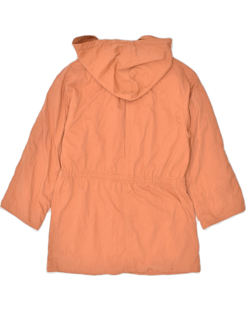 VINTAGE Womens Hooded Rain Jacket UK 14 Large Orange Cotton | Vintage | Thrift | Second-Hand | Used Clothing | Messina Hembry 