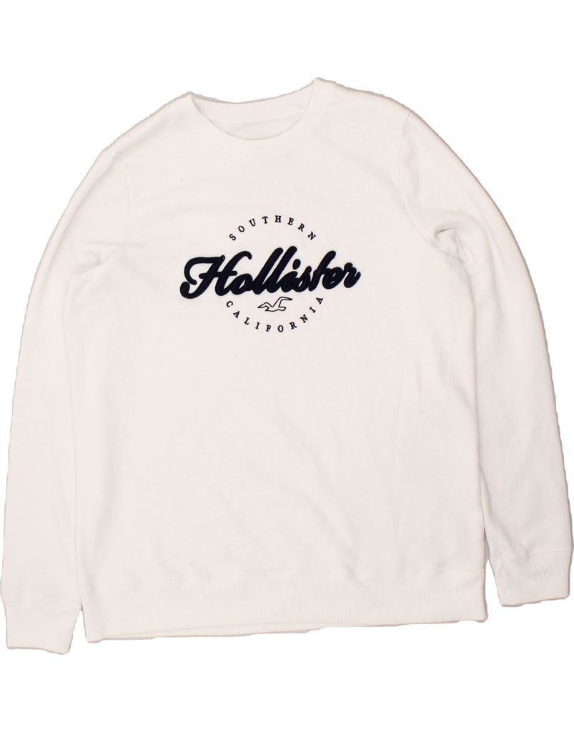 HOLLISTER Mens Graphic Sweatshirt Jumper XL White Cotton | Vintage Hollister | Thrift | Second-Hand Hollister | Used Clothing | Messina Hembry 