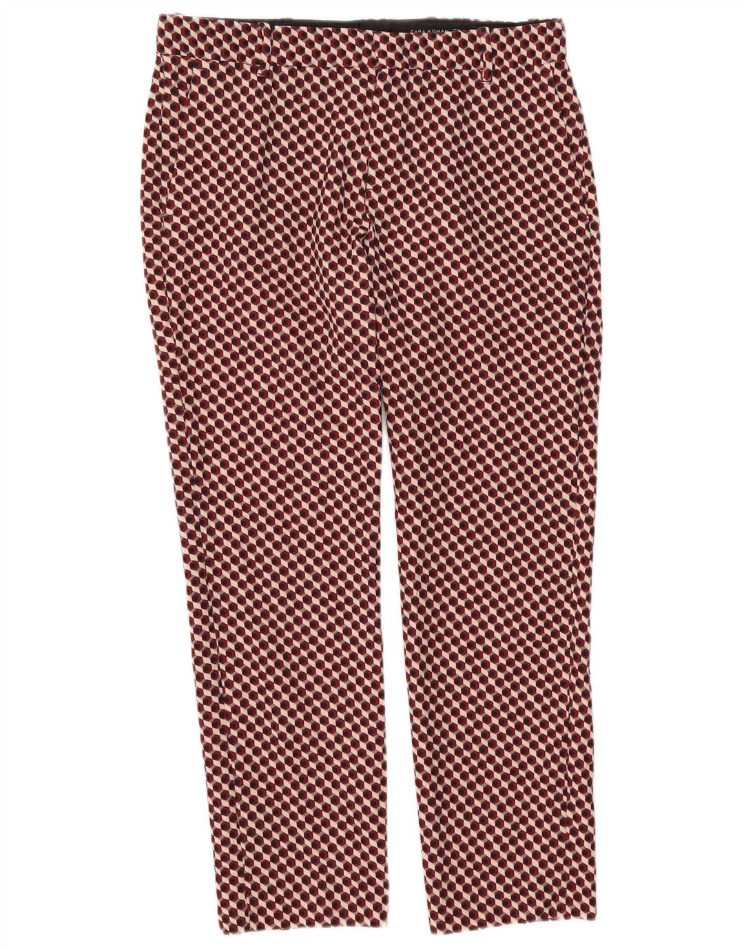 Zara Womens Slim Chino Trousers Medium W28 L27 Red Geometric