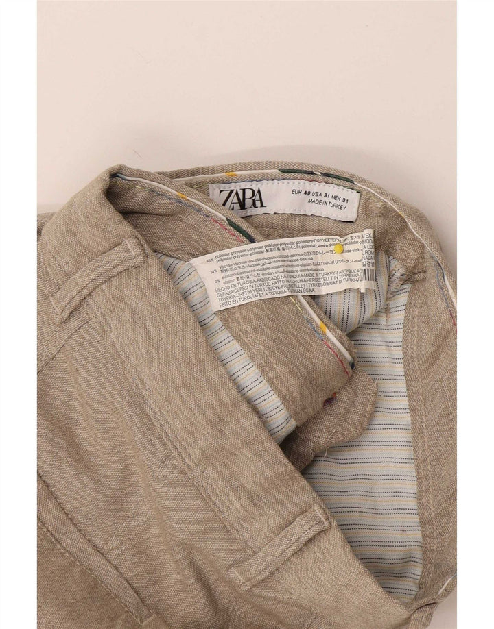 Zara Mens Straight Chino Trousers EU 40 Medium W31 L28 Beige Polyester