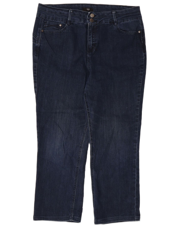 M&Co Womens Petite Cropped Jeans UK 16 Large W34 L23 Navy Blue Cotton