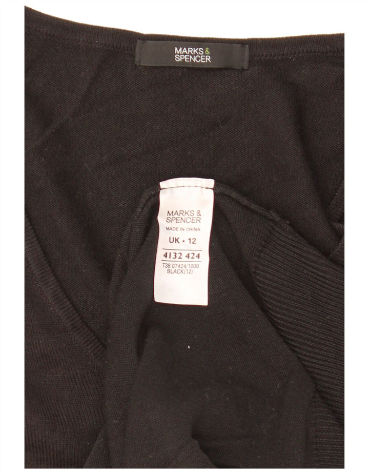 Marks & Spencer Womens V-Neck Jumper Sweater UK 12 Medium Black Acrylic