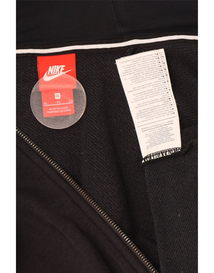 NIKE Mens Zip Hoodie Sweater XL Black Cotton