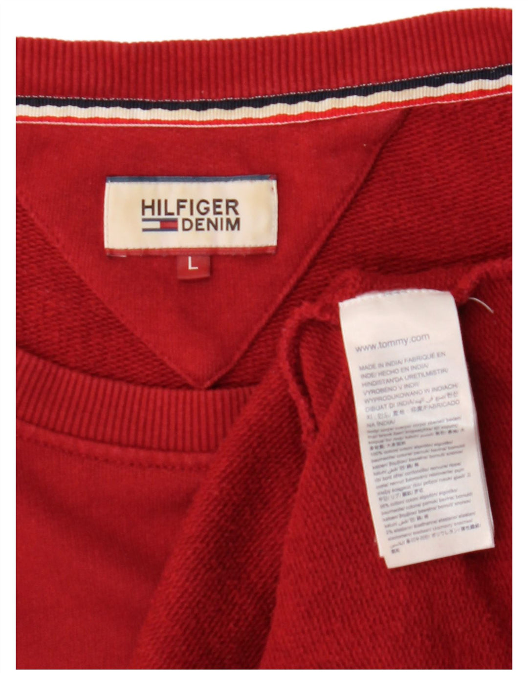TOMMY HILFIGER Mens Sweatshirt Jumper Large Red Cotton
