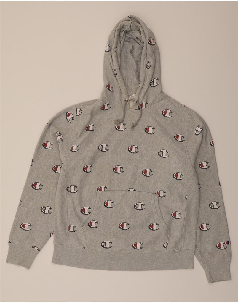 CHAMPION Mens Graphic Hoodie Jumper Large Grey Cotton Vintage Champion and Second-Hand Champion from Messina Hembry 