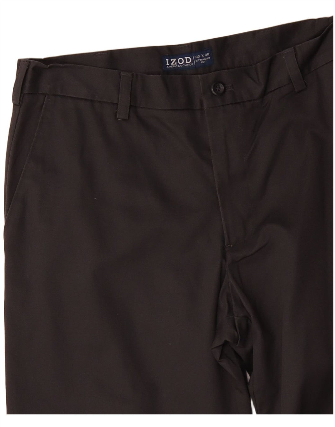 IZOD Mens Straight Chino Trousers W33 L30 Grey Cotton