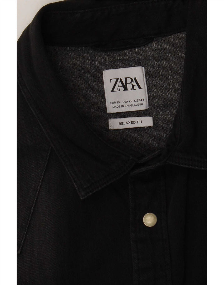Zara Mens Denim Shirt XL Black